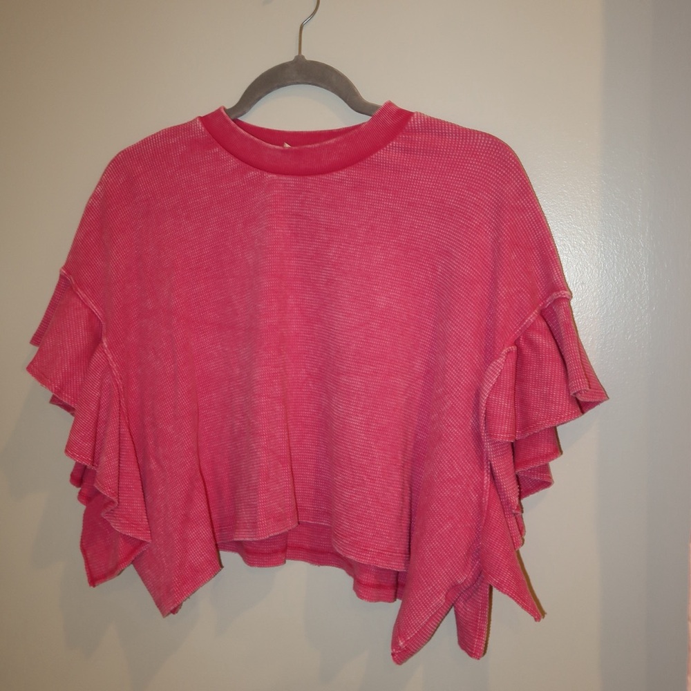 Altar’d State Pink Ruffled Knit Top